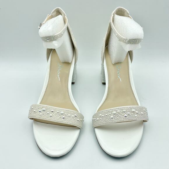 Betsey Johnson Womens Mari Heeled Sandal US 6.5 EU 37 White Rhinestone NIB - Picture 7 of 13